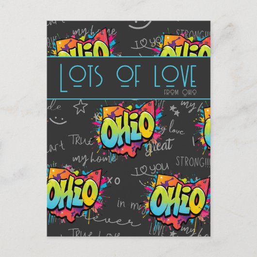 Kleurrijke graffiti State of Ohio veel liefde begr Briefkaart (Voorkant)