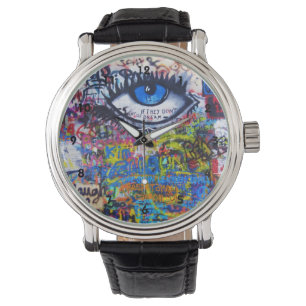 Kleurrijke graffiti straatkunst horloge