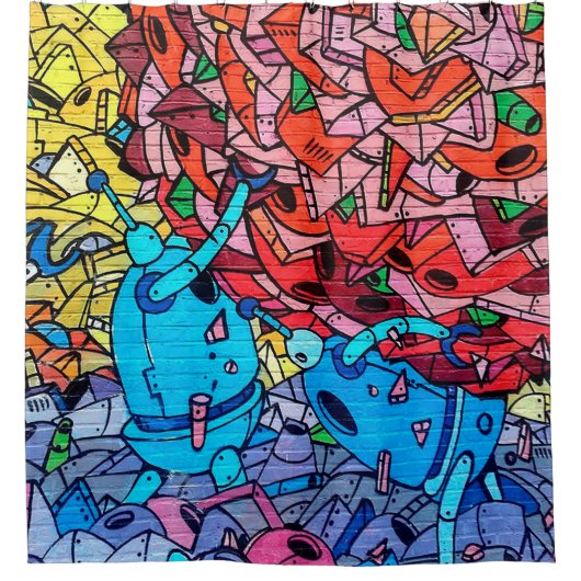 Kleurrijke Graffiti Street Art Douchegordijn (Voorkant)