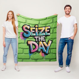 Kleurrijke Graffiti Tekst Zeggend Grijp De Dag Fleece Deken