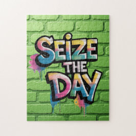 Kleurrijke Graffiti Tekst Zeggend Grijp De Dag Legpuzzel