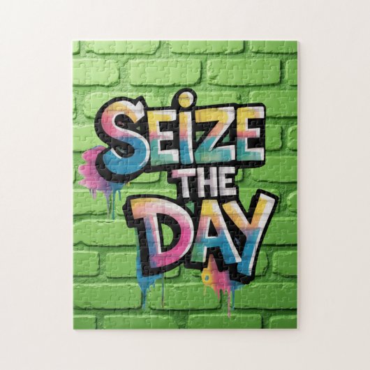 Kleurrijke Graffiti Tekst Zeggend Grijp De Dag Legpuzzel (Verticaal)