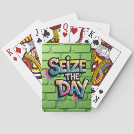 Kleurrijke Graffiti Tekst Zegt Grijp De Dag Pokerkaarten