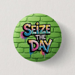 Kleurrijke Graffiti Tekst Zegt Grijp De Dag Ronde Button 3,2 Cm
