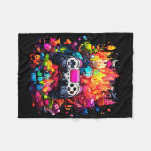 Kleurrijke Graffiti Tie Dye Splash Video Game Cont Fleece Deken (Voorkant (Horizontaal))