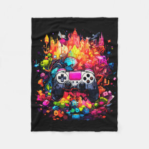 Kleurrijke Graffiti Tie Dye Splash Video Game Cont Fleece Deken
