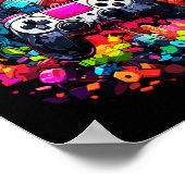 Kleurrijke Graffiti Tie Dye Splash Video Game Cont Poster (Hoek)
