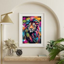 Kleurrijke Graffiti Tiger Art Modern Wall Poster