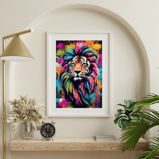 Kleurrijke Graffiti Tiger Art Modern Wall Poster