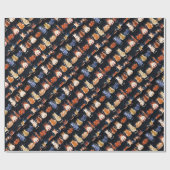 Kleurrijke grafische katten cadeaupapier (Vlak)