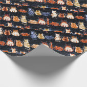 Kleurrijke grafische katten cadeaupapier (Hoek)