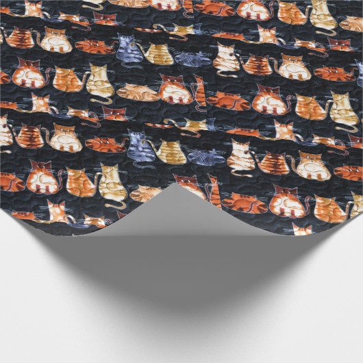 Kleurrijke grafische katten cadeaupapier (Hoek)