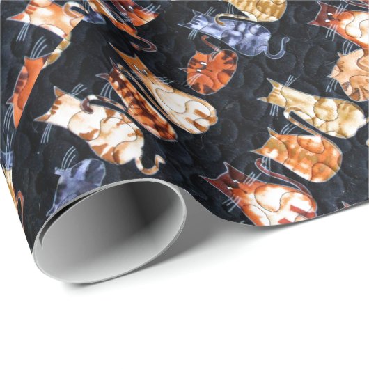 Kleurrijke grafische katten cadeaupapier (Rol Hoek)