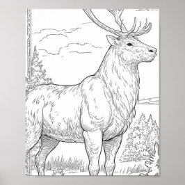 Kleurrijke Grafische Kunst: Spierbundel Rendier Poster