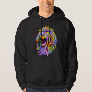 Kleurrijke Grafische Leeuwenkop Hoodie