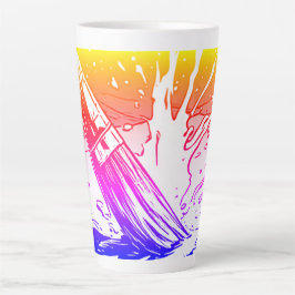 Kleurrijke Grafische Stijl Borstel Verfspat Latte Mok