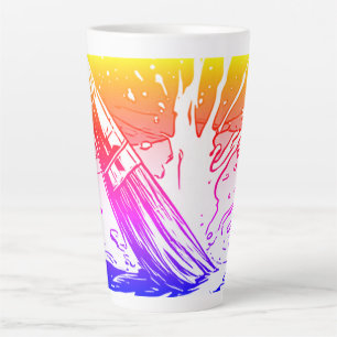 Kleurrijke Grafische Stijl Borstel Verfspat Latte Mok