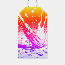 Kleurrijke Grafische Stijl Kwast Verfspat Cadeaulabel