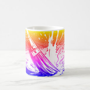 Kleurrijke Grafische Stijl Kwast Verfspat Koffiemok