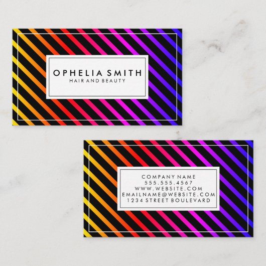 Kleurrijke grafische stripes visitekaartje (Voorkant / Achterkant)