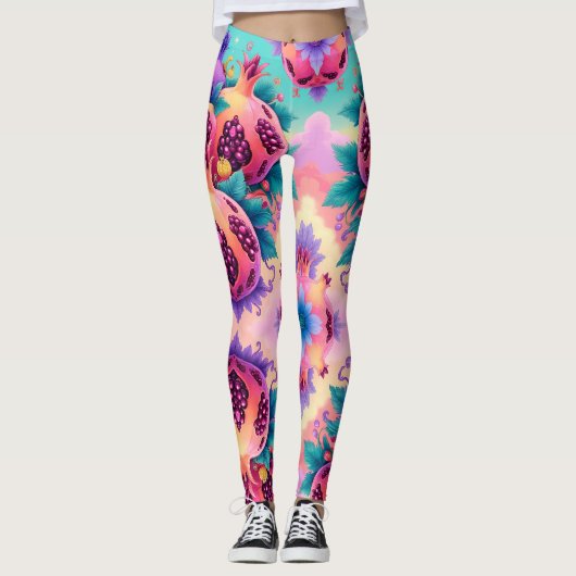 kleurrijke granaatappel leggings (Voorkant)