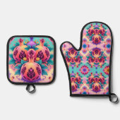 kleurrijke granaatappel ovenwant & pannenlap set (Voorkant)