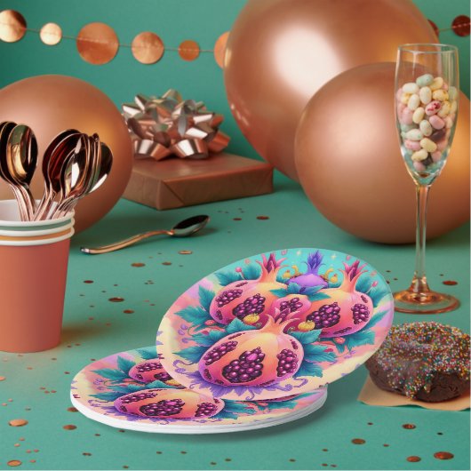 kleurrijke granaatappel papieren bordje (Multi)