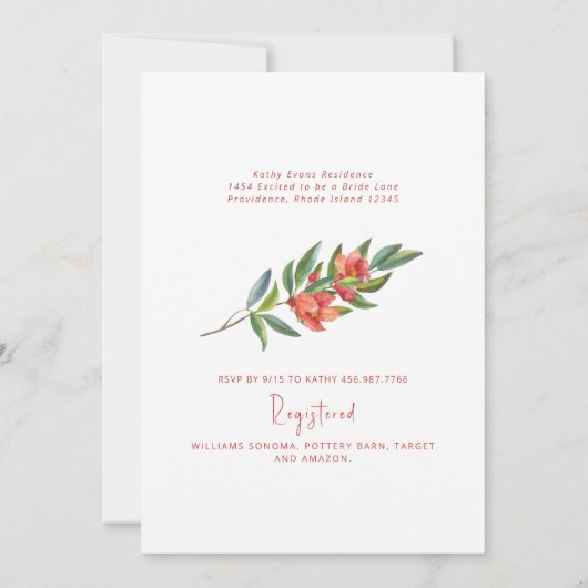 Kleurrijke granaatappel Toscaanse bruid Kaart (Achterkant)