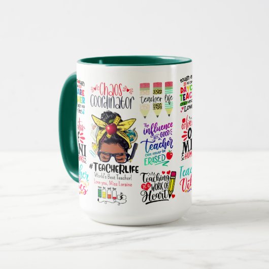 Kleurrijke grappige beste school leraar waardering mok (Voorkant links)