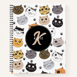 Kleurrijke Grappige Cute Katten & Poot Patroon Mon Notitieboek