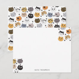 Kleurrijke Grappige Cute Katten & Poot Patroon Notitiekaartje
