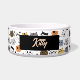 Kleurrijke Grappige Cute Katten & Poot Patroon Voerbakje