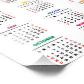 Kleurrijke Grappige Dinosaurus 2024 Kalender Foto Afdruk (Hoek)