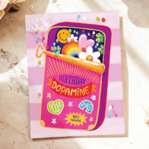 Kleurrijke Grappige Dopamine Gelukkige Geïllustree Briefkaart