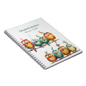 Kleurrijke Grappige Eigenzinnige Vogels School Notitieboek (Rechterzijde)