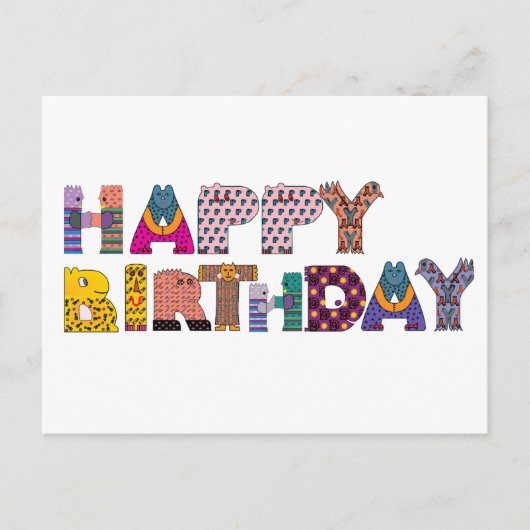 Kleurrijke Grappige Gelukkige Verjaardag Briefkaart (Voorkant)
