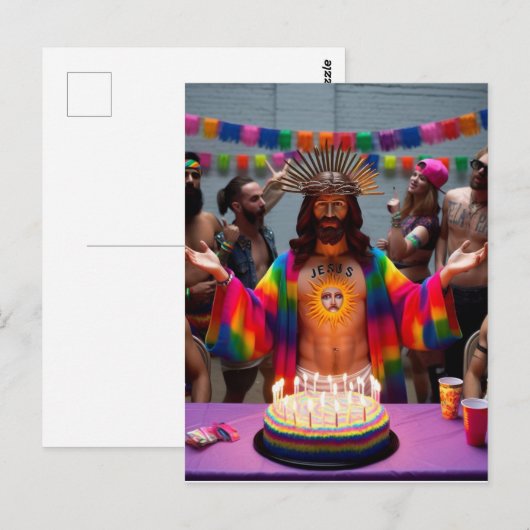 Kleurrijke Grappige Gelukkige Verjaardag Jezus Briefkaart (Voorkant / Achterkant)