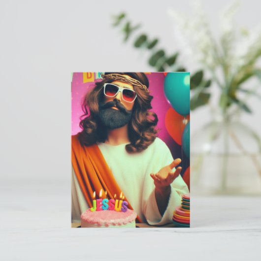 Kleurrijke Grappige Gelukkige Verjaardag Jezus Briefkaart (Staand voorkant)