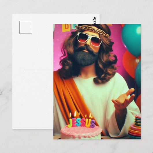 Kleurrijke Grappige Gelukkige Verjaardag Jezus Briefkaart (Voorkant / Achterkant)