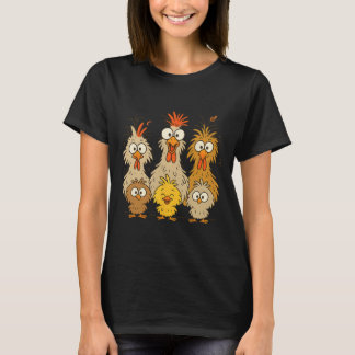 Kleurrijke Grappige Gretige Kippen Kunst Gekke Kip T-shirt