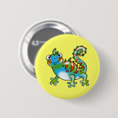 Kleurrijke grappige hagedis ronde button 5,7 cm (Voorkant /achterkant)