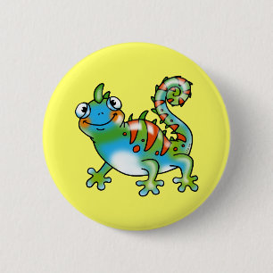 Kleurrijke grappige hagedis ronde button 5,7 cm