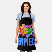 Kleurrijke Grappige "Ik ben een puinhoop Terpiece" Schort (Gedragen)