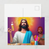 Kleurrijke grappige Jezus op zijn verjaardag Briefkaart (Voorkant / Achterkant)