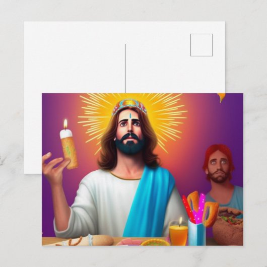 Kleurrijke grappige Jezus op zijn verjaardag Briefkaart (Voorkant / Achterkant)