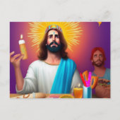 Kleurrijke grappige Jezus op zijn verjaardag Briefkaart (Voorkant)