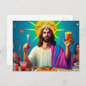 Kleurrijke grappige Jezus op zijn verjaardag Briefkaart (Voorkant / Achterkant)