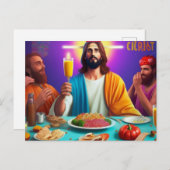 Kleurrijke grappige Jezus op zijn verjaardag Briefkaart (Voorkant / Achterkant)