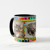 Kleurrijke grappige kat mam foto mok (Voorkant links)