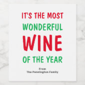 Kleurrijke Grappige Kerstmis Wijn Etiket (Enkel label)